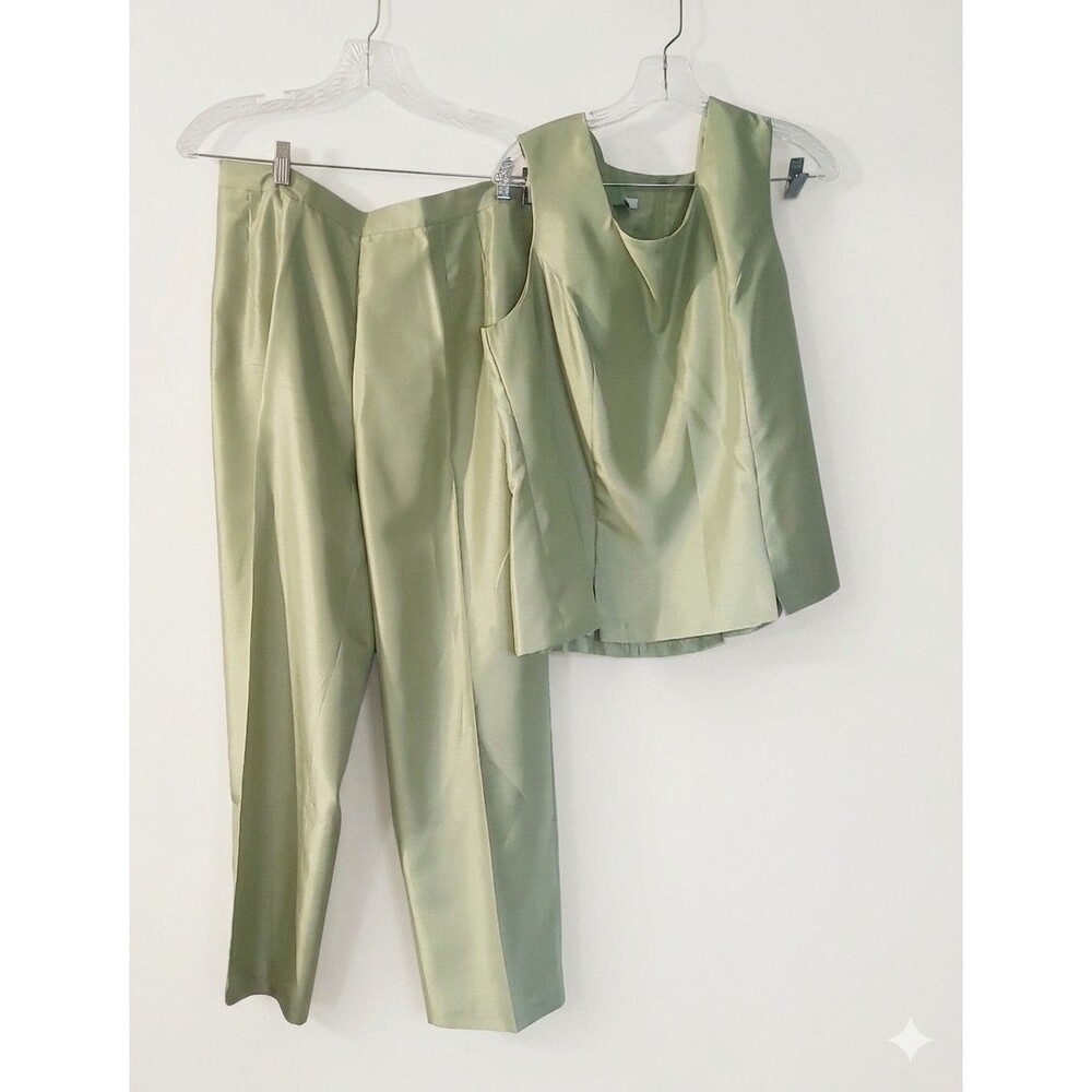 dressbarn Light Green Satin Vest & Trousers Set